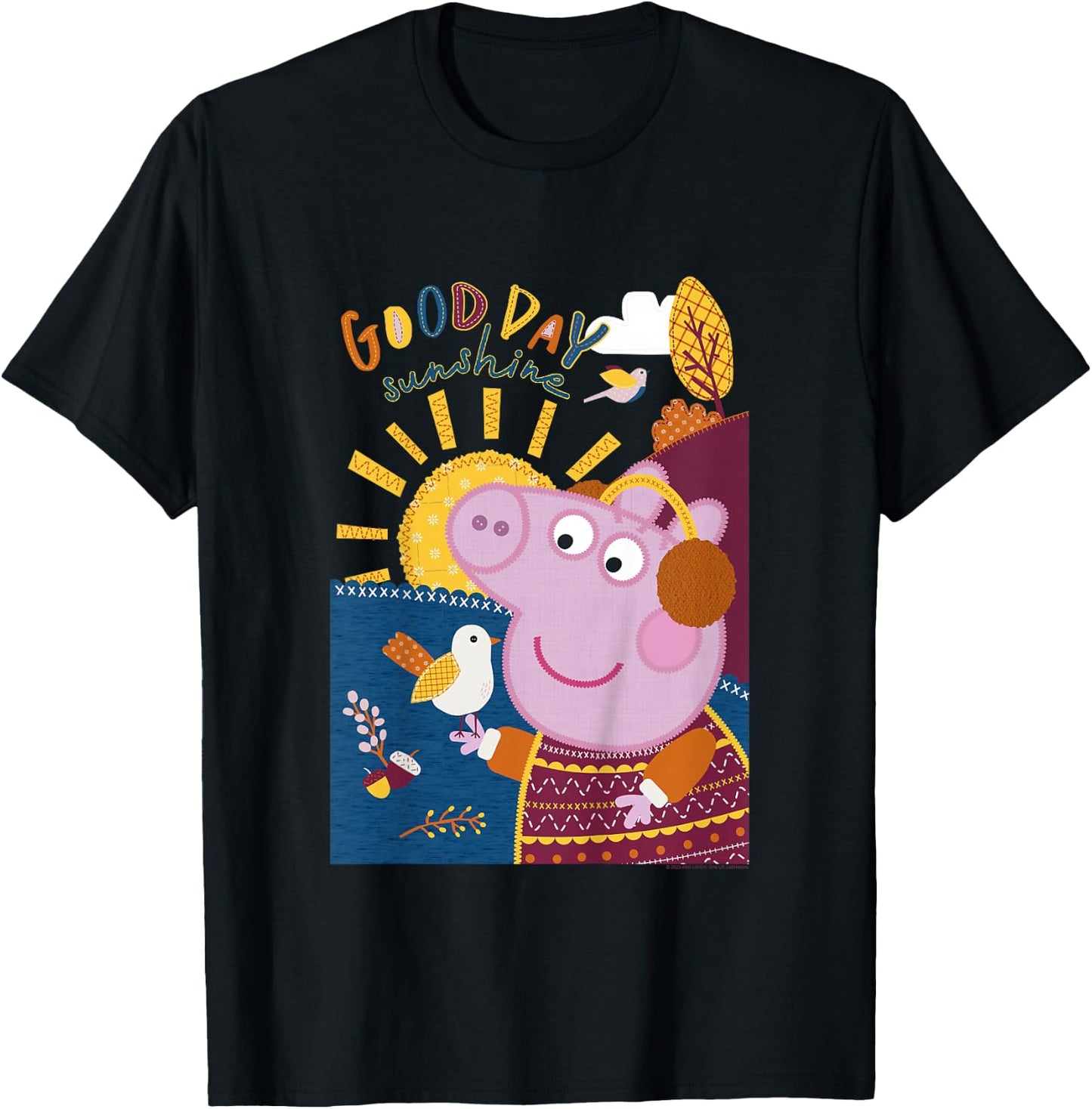 Peppa Pig Good Day Sunshine Colorful Nature Portrait T-Shirt - T-Shirt | Black
