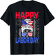 Happy Labor Day Labor Day Messy Bun USA Flag T-Shirt - T-Shirt | Black