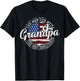 Grandpa Man Myth Bad Influence USA Flag Stamp Fathers Day T-Shirt - T-Shirt | Black