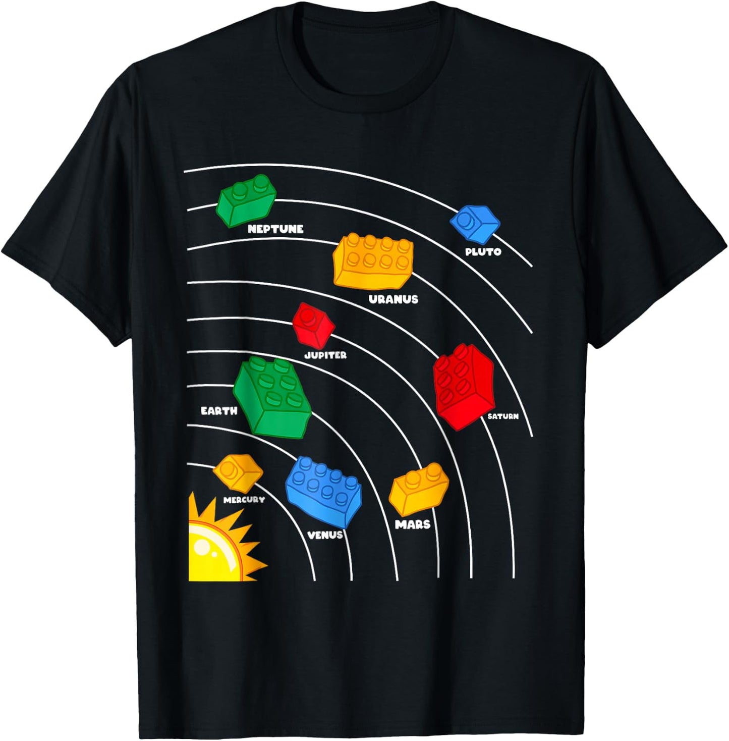 Boys Space Planet Master Builder Kids Building Blocks T-Shirt - T-Shirt | Black