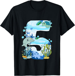 Unterwasser 5 Jahre Alt - Delfin Und Schildkröte 5. T-Shirt - T-Shirt | Black
