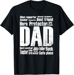 Funny Dad Meaning Word Collage Vintage Style Father's Day T-Shirt - T-Shirt | Black