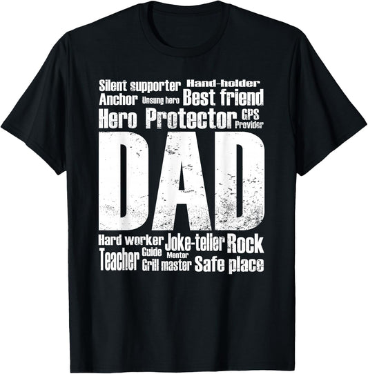 Funny Dad Meaning Word Collage Vintage Style Father's Day T-Shirt - T-Shirt | Black
