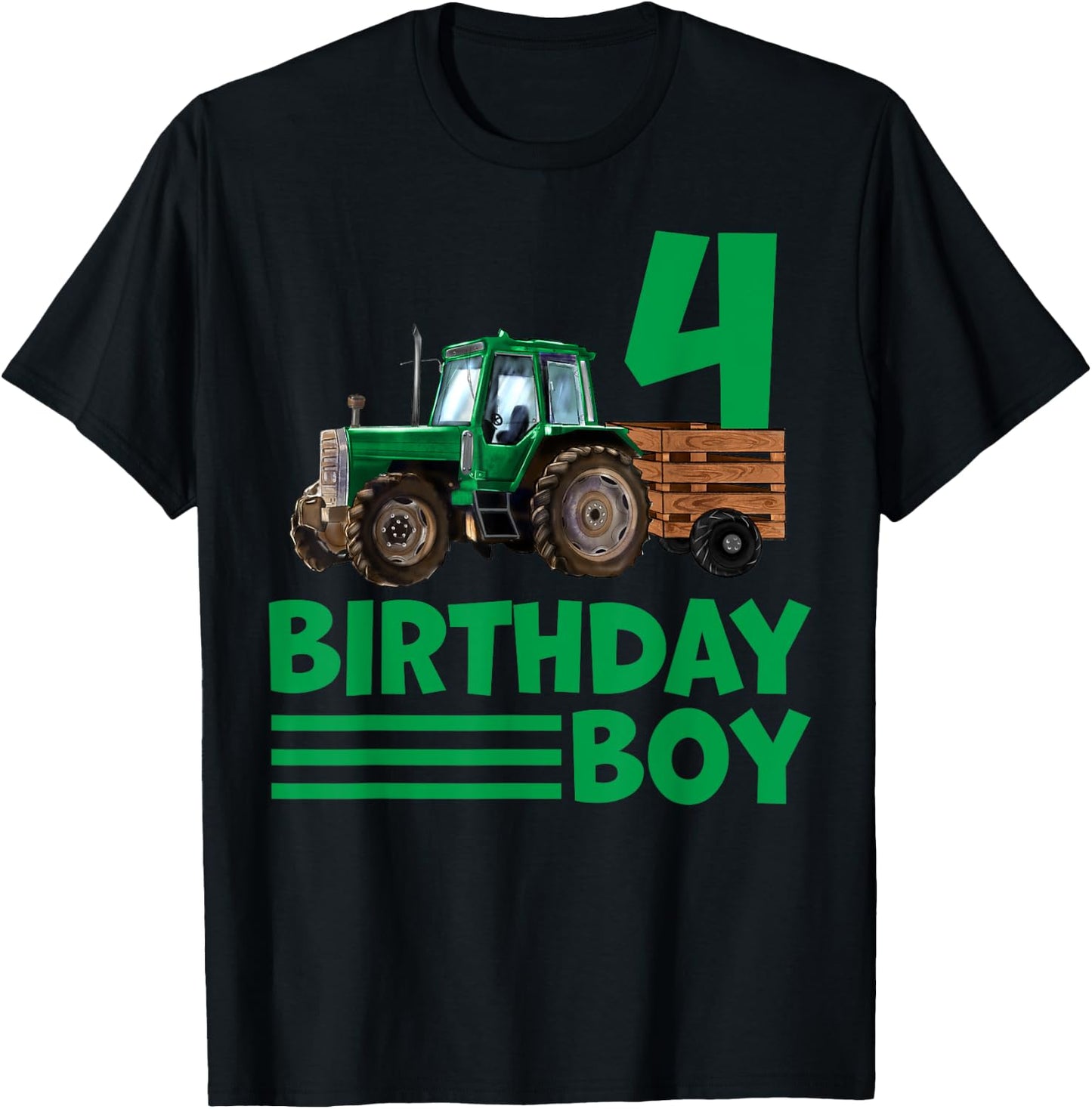 I'm 4 Years Old Farmer Tractor It's My 4th Birthday Boy T-Shirt - T-Shirt | Black