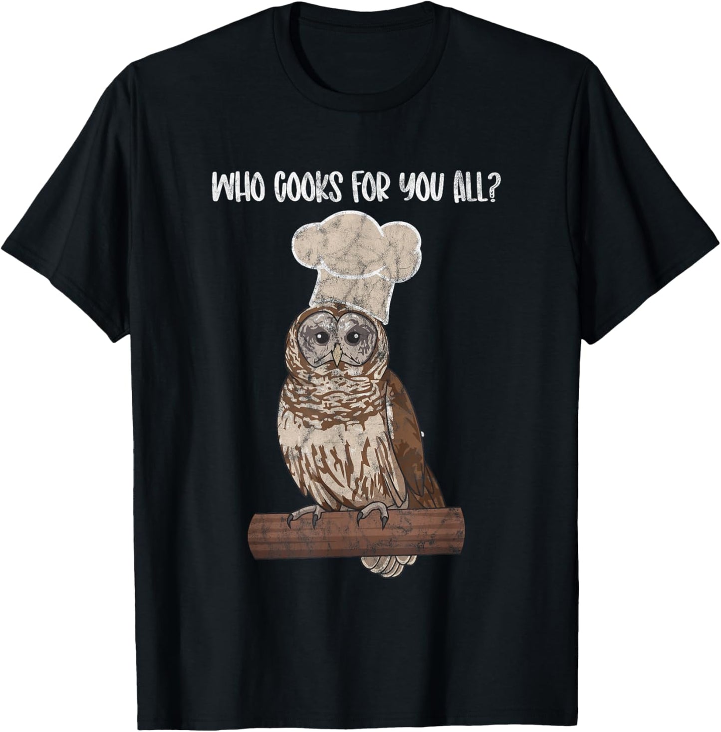Barred Owl Chef owl lover, bird fan birder T-Shirt - T-Shirt | Black