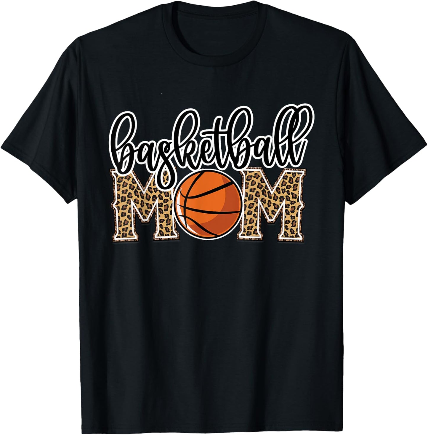 Basketball Mom Leopard Print Cheetah Proud Mom Sport T-Shirt - T-Shirt | Black