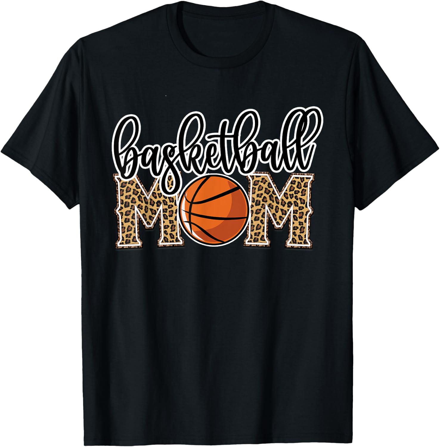 Basketball Mom Leopard Print Cheetah Proud Mom Sport T-Shirt - T-Shirt | Black