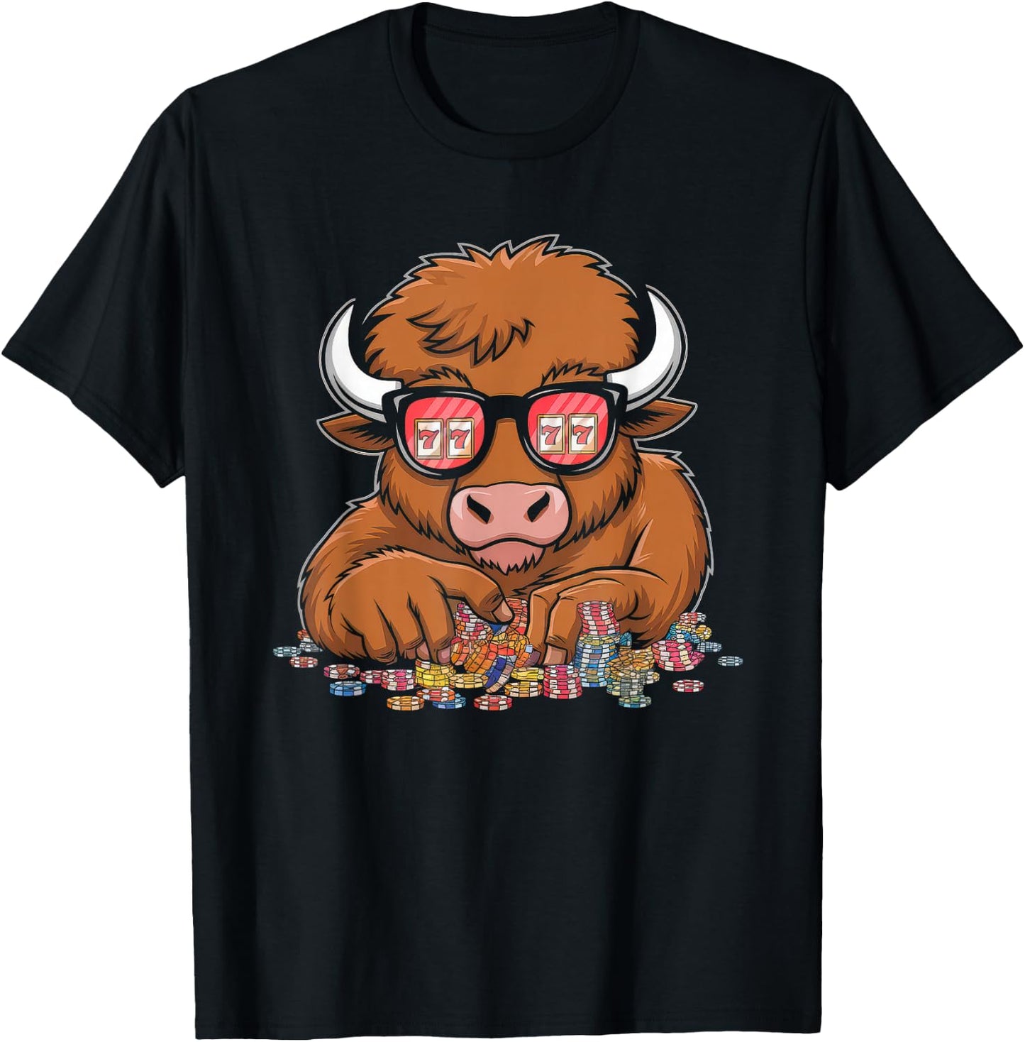 Lucky Buffalo Casino Slot Machine Gambling Gift Gambler T-Shirt - T-Shirt | Black