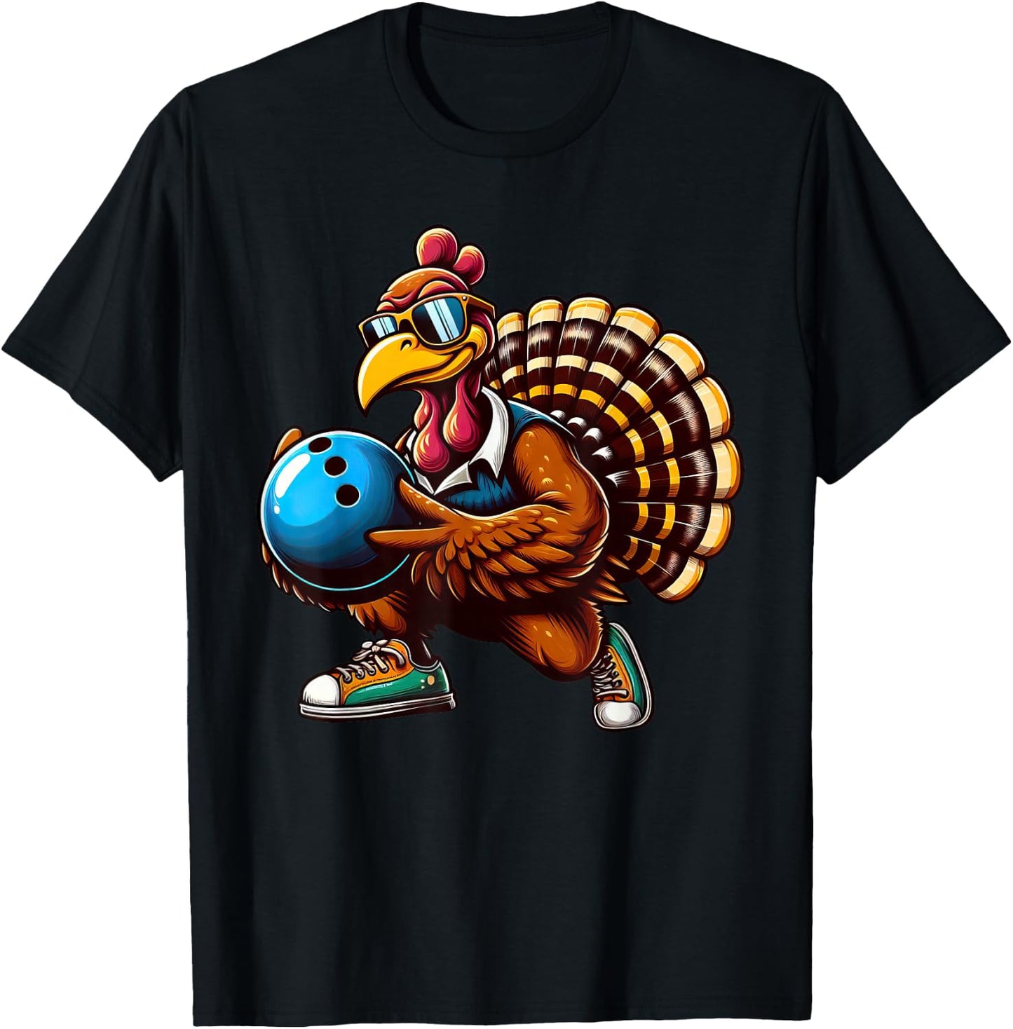 Funny Turkey Bowler Thanksgiving Bowling Kids T-Shirt - T-Shirt | Black