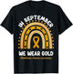 In September We Weargold Rainbow Childhood Cancer Awareness T-Shirt - T-Shirt | Black