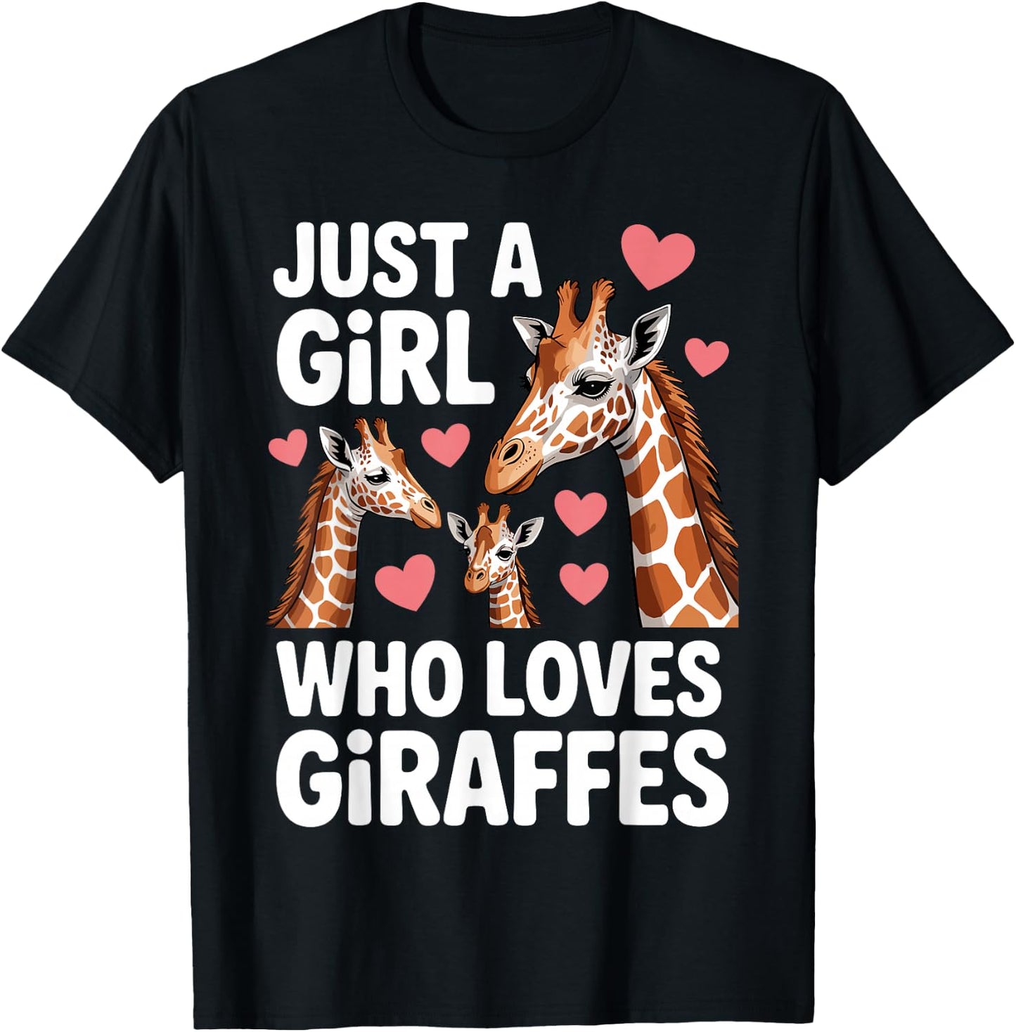 Funny Giraffe Design Girls Safari Giraffe Lovers T-Shirt - T-Shirt | Black
