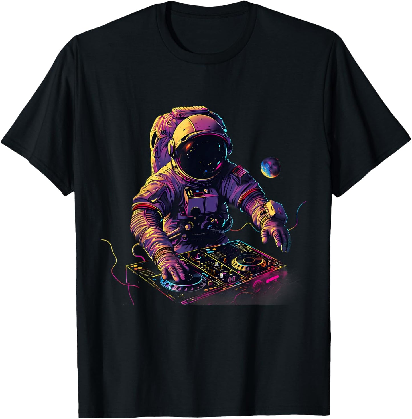 Astronaut DJ Dance Music House Techno Turntable DJ Astronaut T-Shirt - T-Shirt | Black