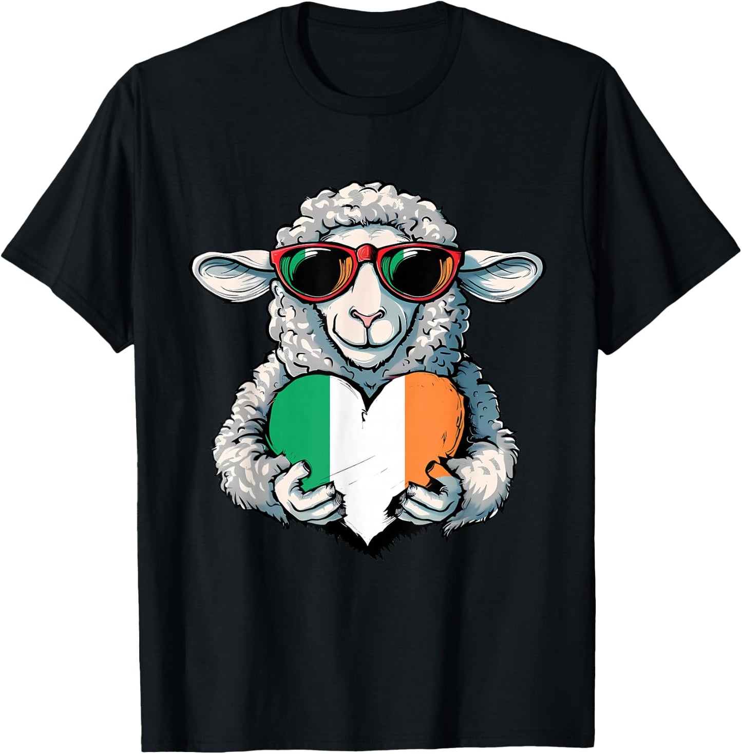 Irish Flag Ireland Heart Sheep Irish Roots Irish Pride T-Shirt - T-Shirt | Black