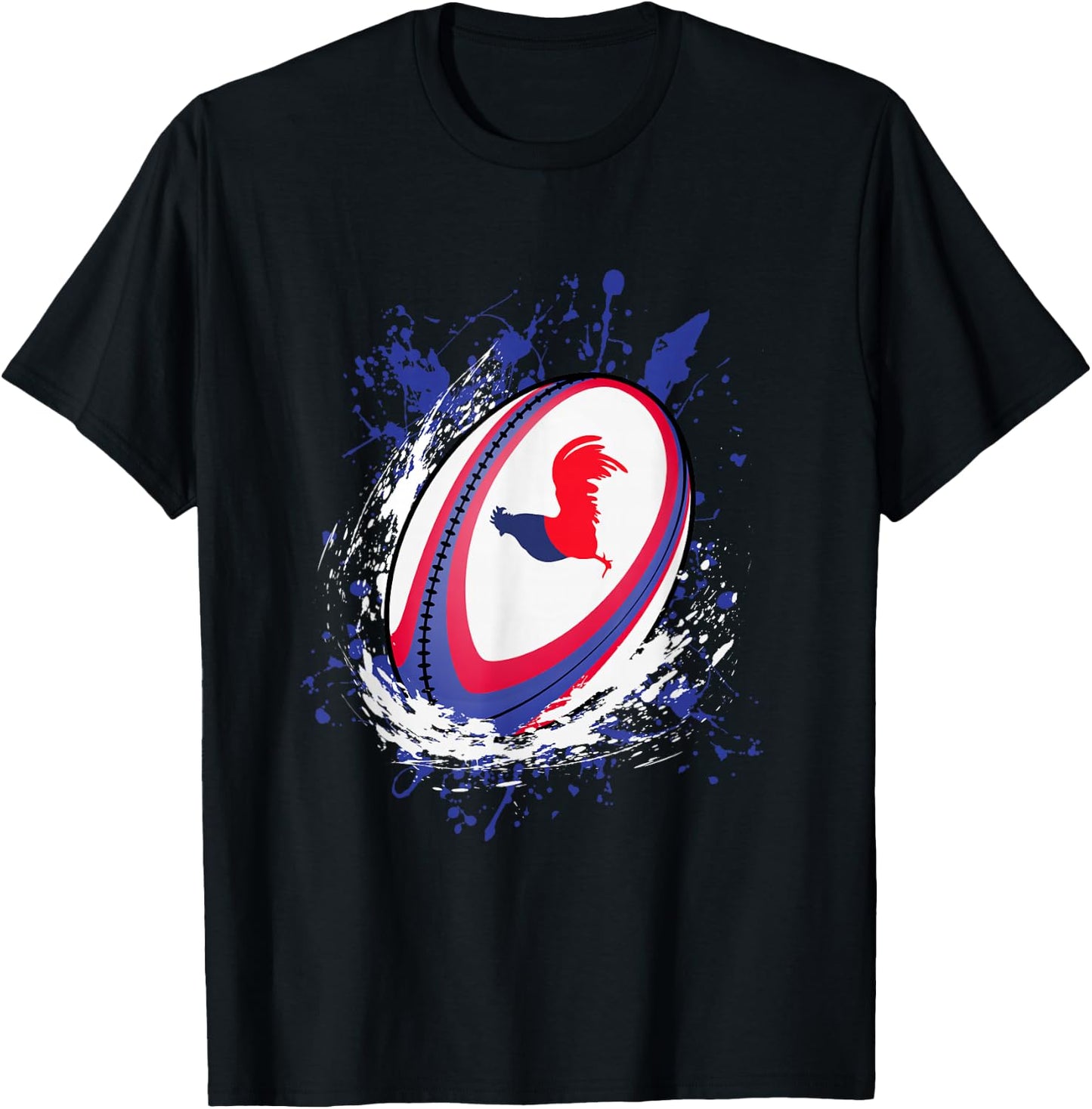 Rugby Shirt Player Child Man Flag Rooster Men Women T-Shirt - T-Shirt | Black