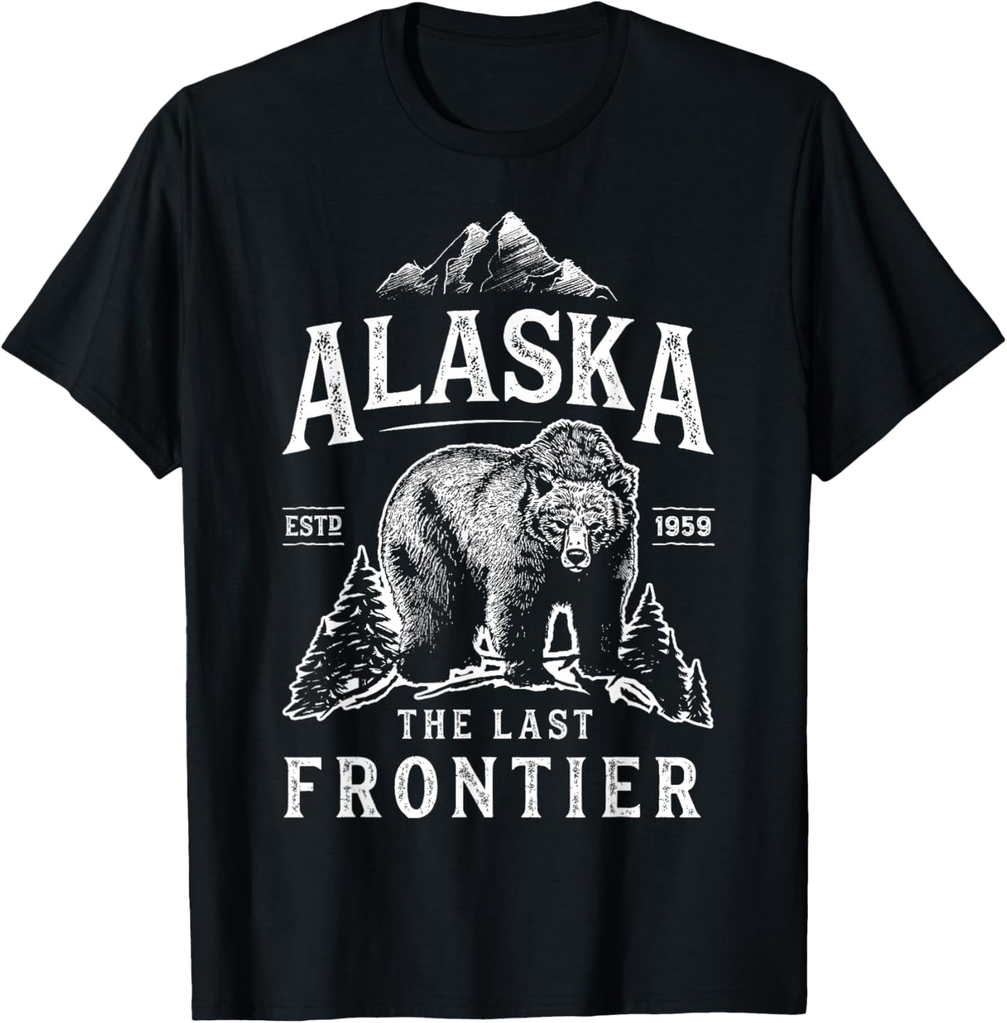 Alaska T Shirt The Last Frontier Bear Home Men Women Gifts T-Shirt - T-Shirt | Black