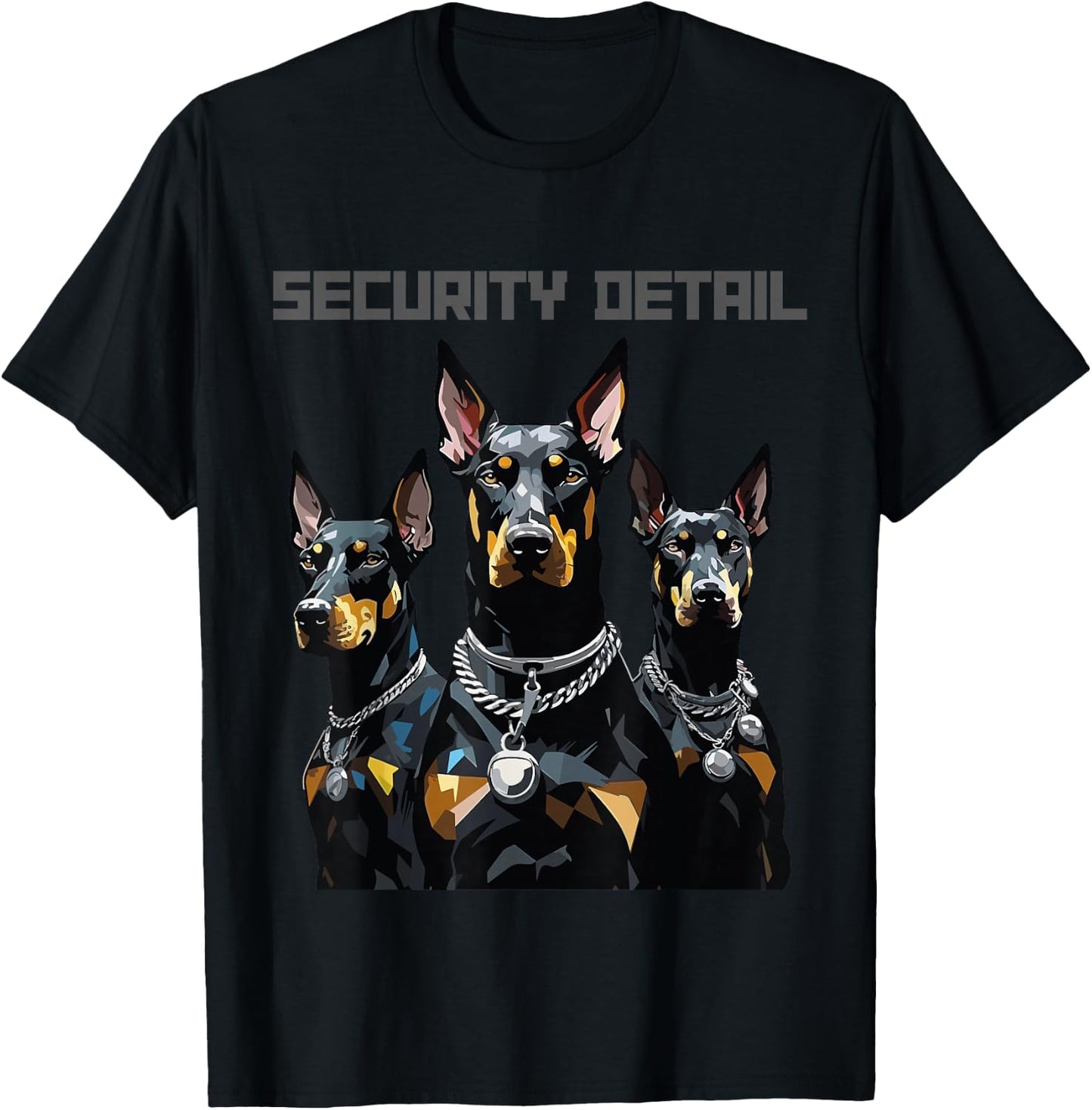 CJ Graphix Doberman Dogs 3 Dobermans Security Detail Guard Watch Dogs T-Shirt - T-Shirt | Black