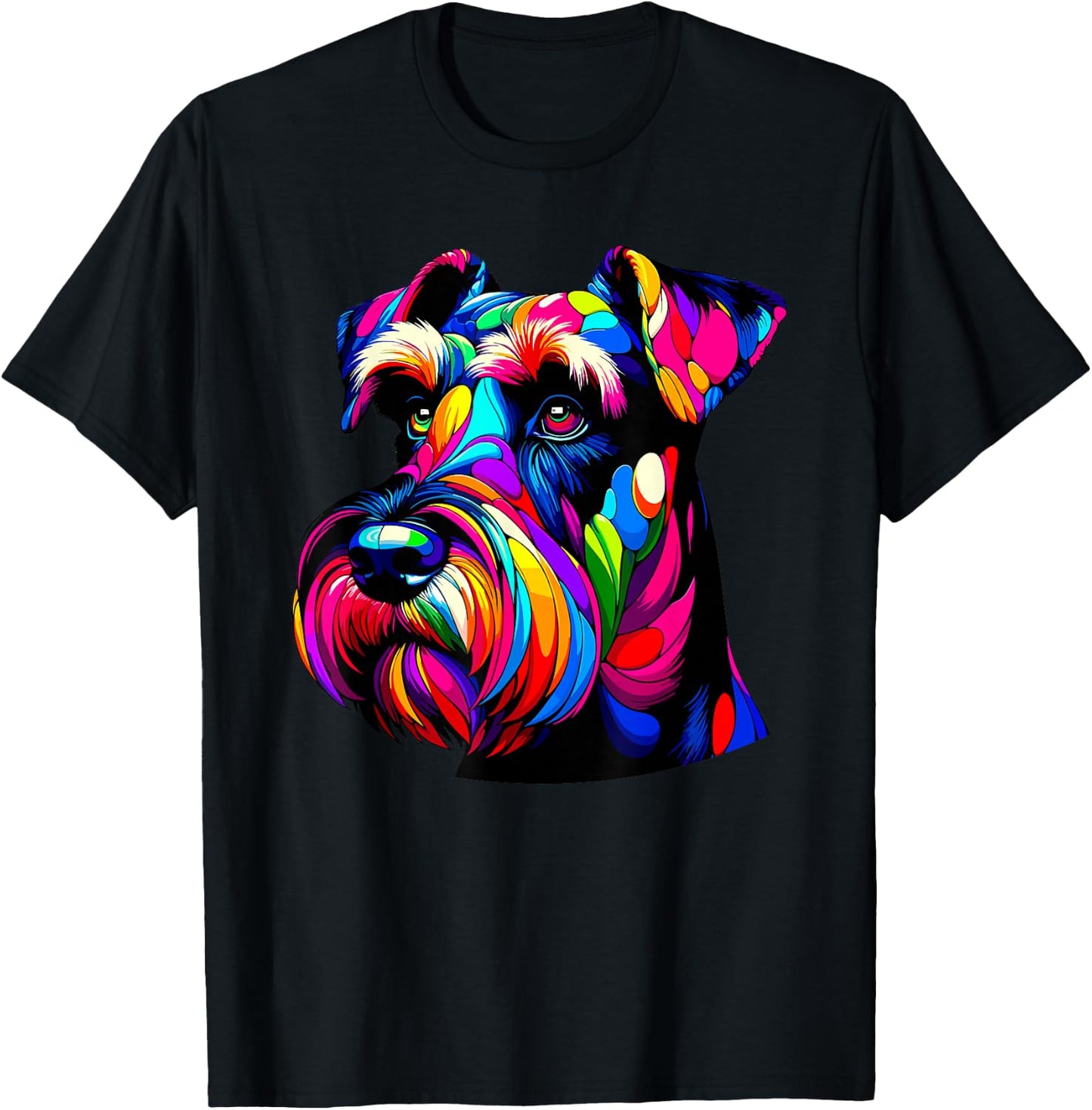 Colorful Pop Art Giant Schnauzer Schnauzers T-Shirt - T-Shirt | Black