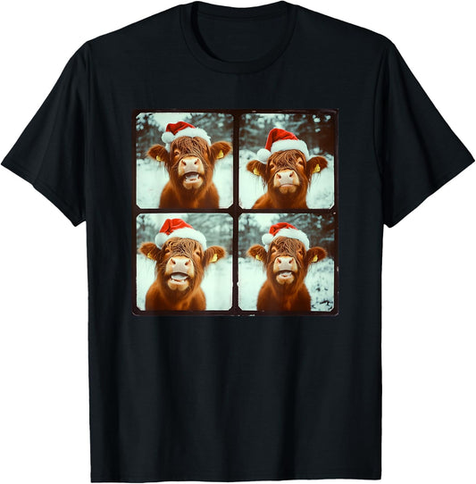 Love Cows Xmas Cow Lover Winter Highland Cow Christmas T-Shirt - T-Shirt | Black