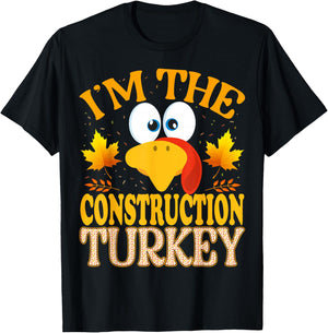 99 Gifts Thanksgiving Family Matching Pajamas - Thanksgiving I'm The Construction Turkey Matching - -Adults - Black - Small - Short Sleeve T-Shirt - T-Shirt | Black