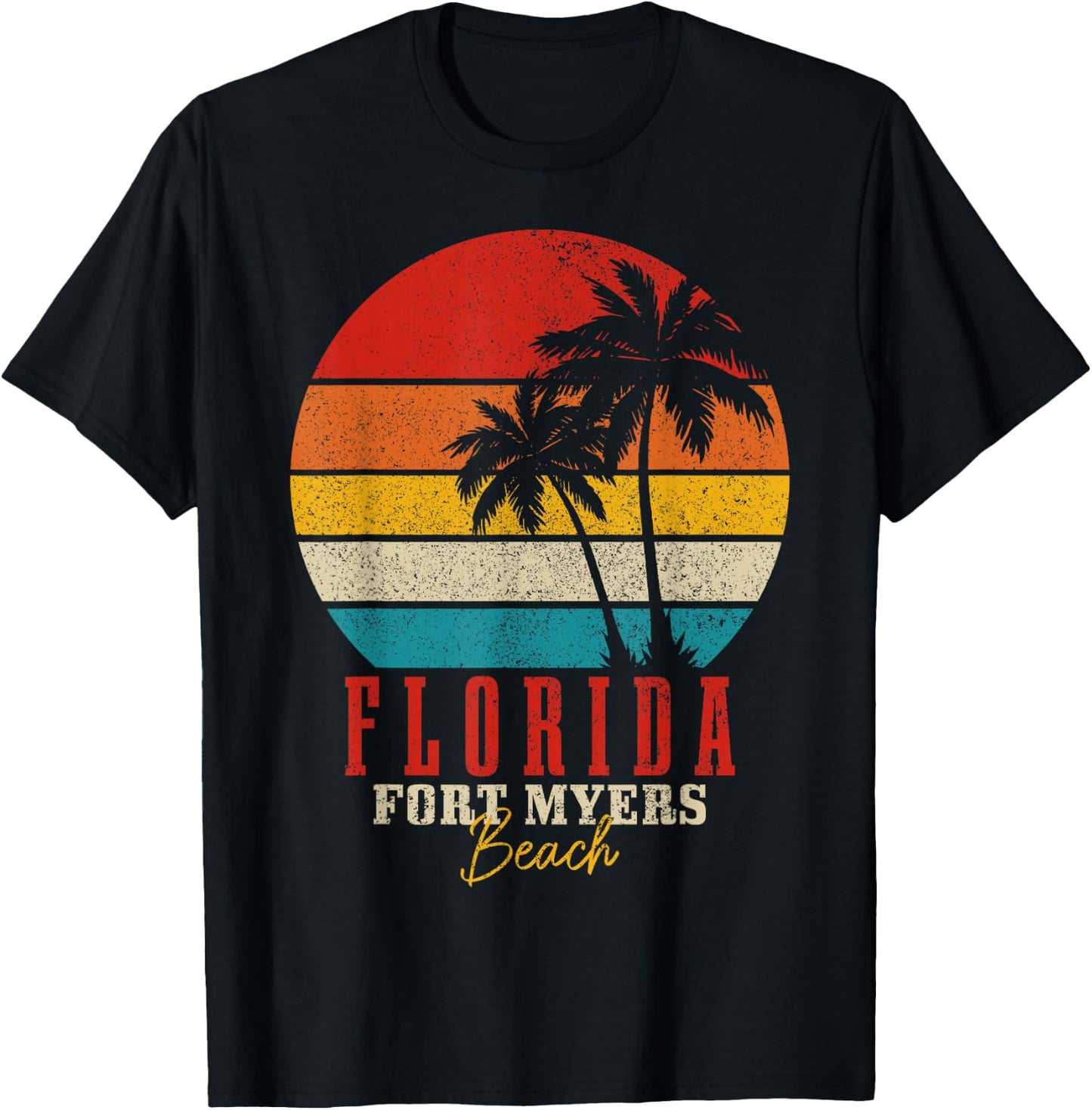 Fort Myers Beach Florida Vintage USA America Souvenir T-Shirt - T-Shirt | Black