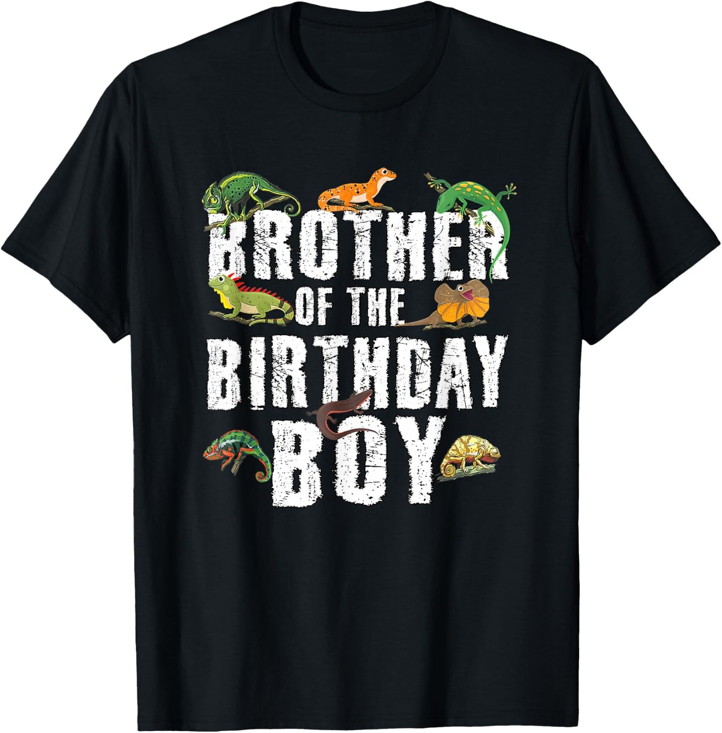 Brother of The Birthday Boy Reptiles Lizard Themed Party T-Shirt - T-Shirt | Black