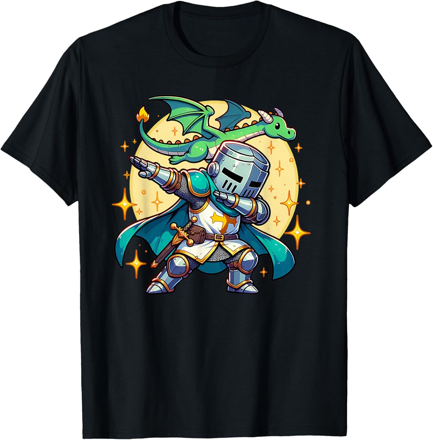 Dabbing Medieval Knight Dragon Funny Renaissance Ren Faire T-Shirt - T-Shirt | Black