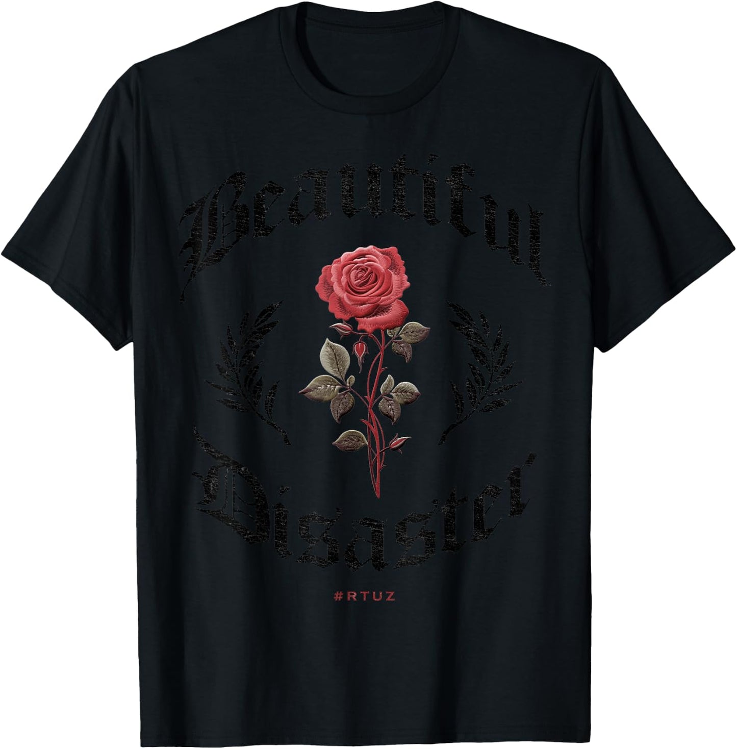 Hip Hop Y2K Vintage Hipster Edgy Urban Streetwear Rose T-Shirt - T-Shirt | Black