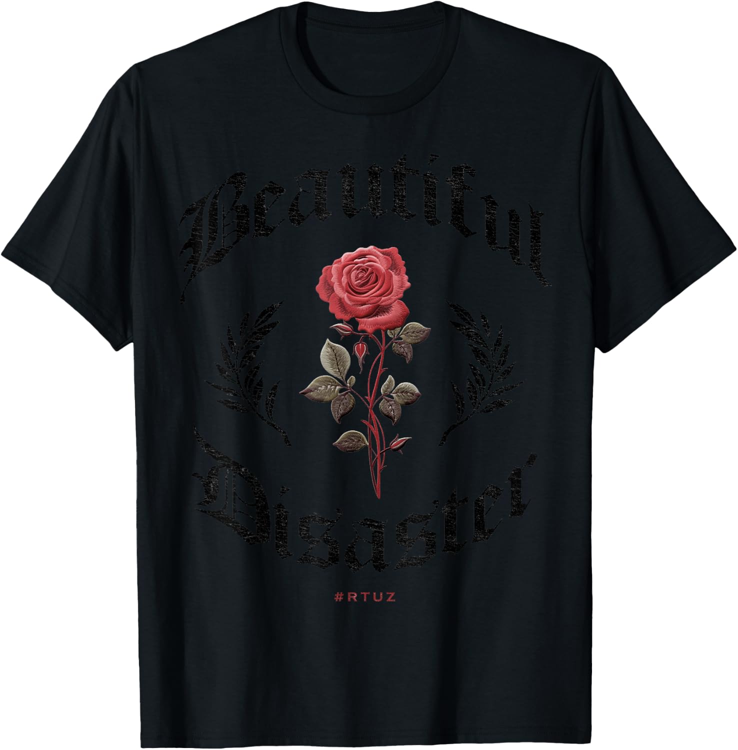 Hip Hop Y2K Vintage Hipster Edgy Urban Streetwear Rose T-Shirt - T-Shirt | Black