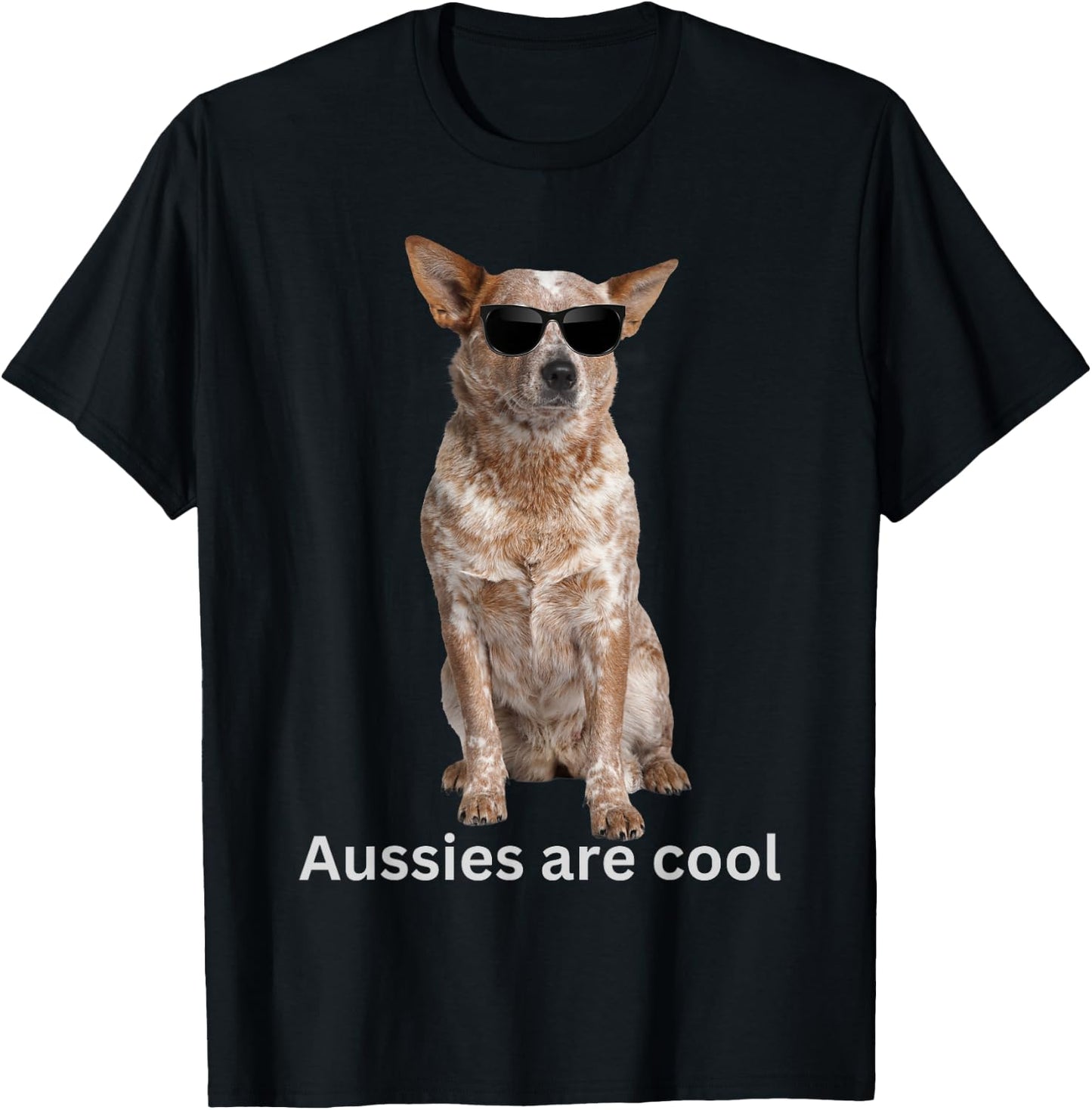 Dogs in Sunglasses Cool Dog Studio Bucharest Australian Cattle Dog Red Heeler Blue Heeler funny Aussie , Small, Black T-Shirt - T-Shirt | Black
