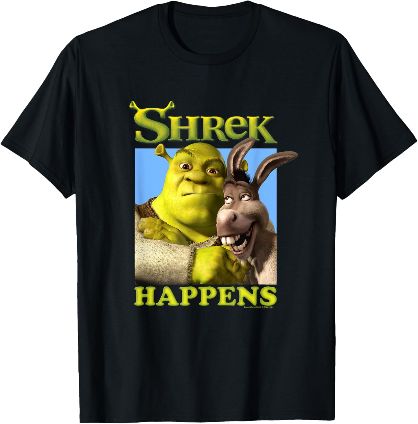 Shrek Happens Donkey Shrek Best Friends Big Chest Poster , black T-Shirt - T-Shirt | Black