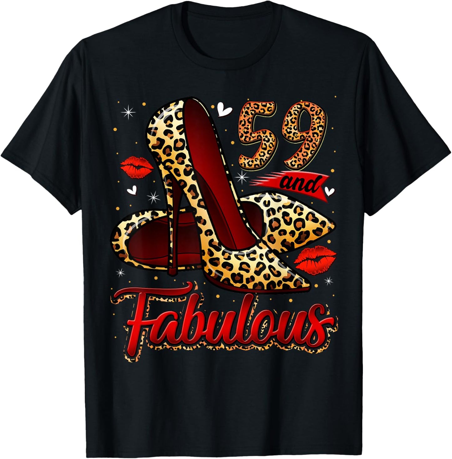 59 and Fabulous High Heels Stepping Into My 59th Birthday T-Shirt - T-Shirt | Black