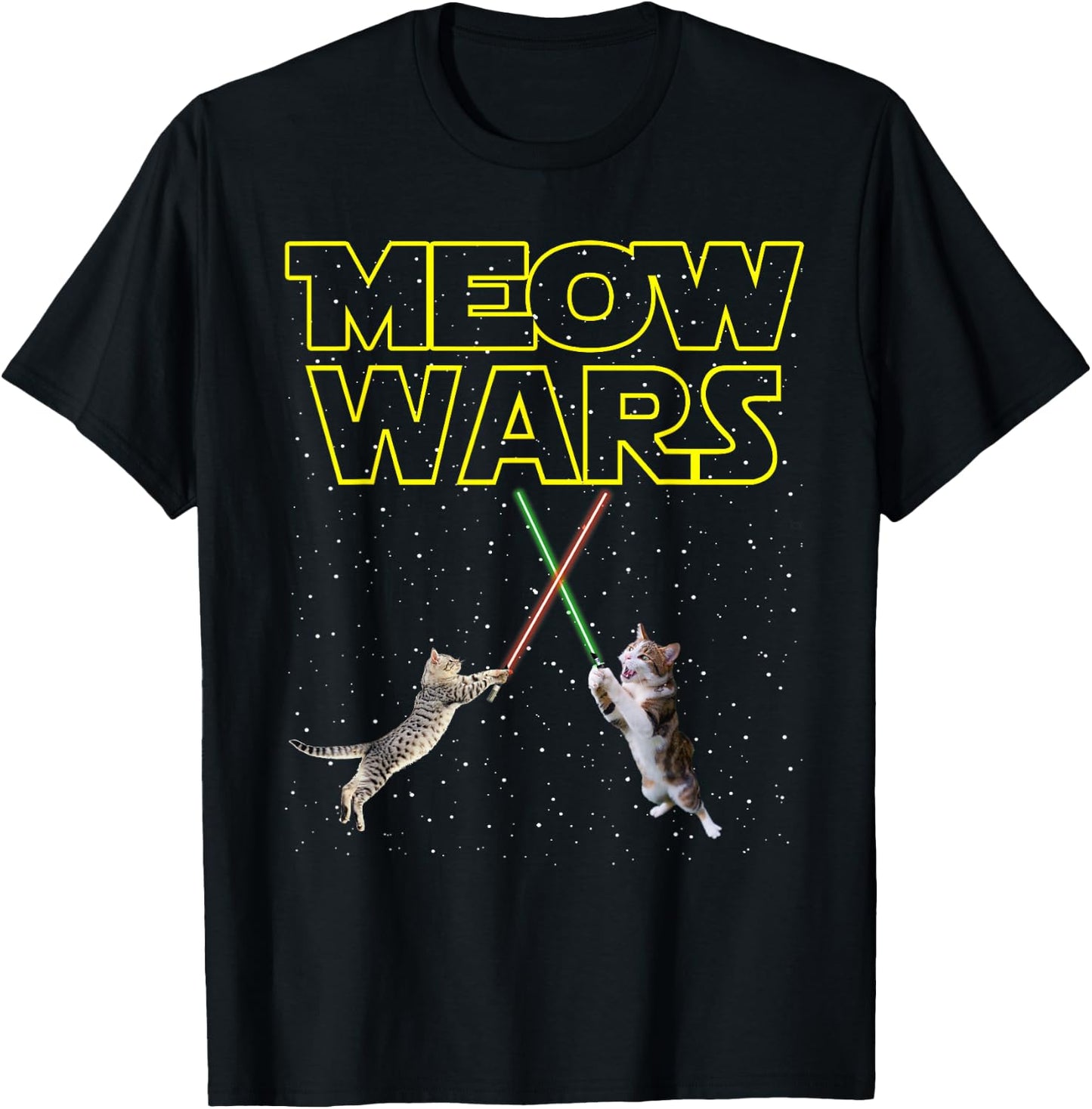 Meow Wars Cat - Funny Gifts For Cats Lovers T-Shirt - T-Shirt | Black