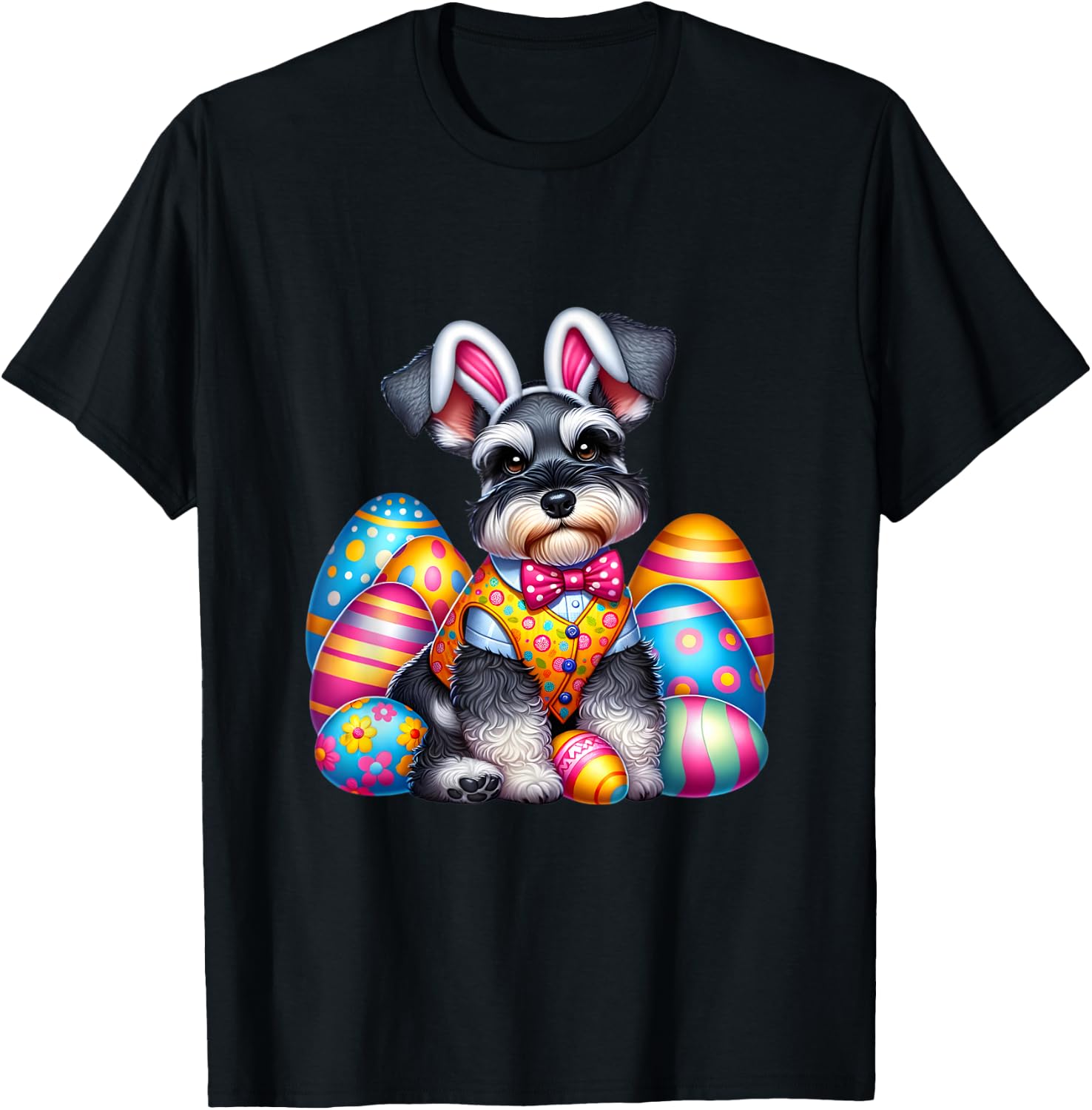 Funny Easter Day Miniature Schnauzer Bunny Costume T-Shirt - T-Shirt | Black