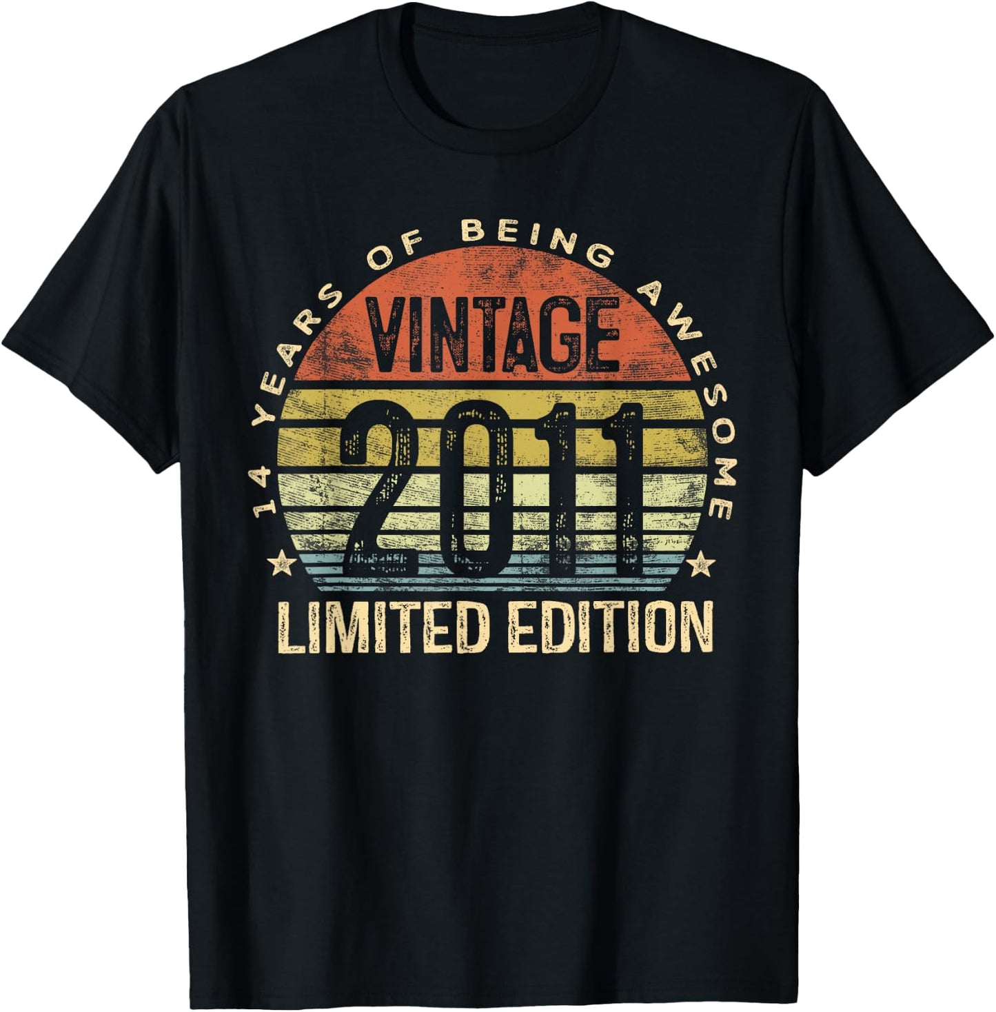 Vintage 2011 Limited Edition 14-Year-Old Gifts 14th Birthday T-Shirt - T-Shirt | Black