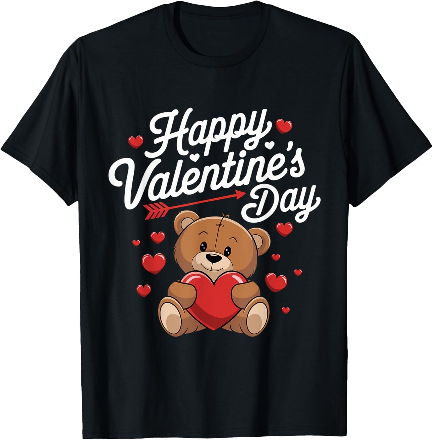 Happy Valentines Day Shirts Women Cute Valentine T-Shirt - T-Shirt | Black
