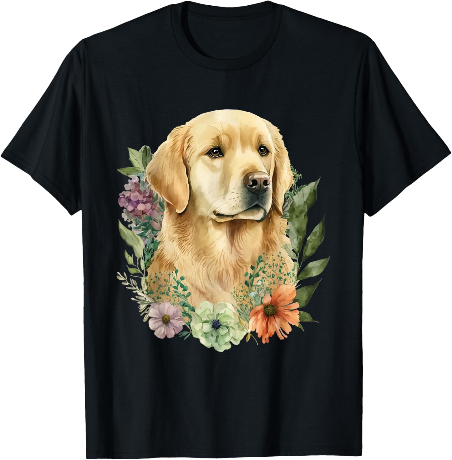Spring Flower Golden Retriever - Canine Lover Dog Owner Men Women Girls Kids T-Shirt - T-Shirt | Black