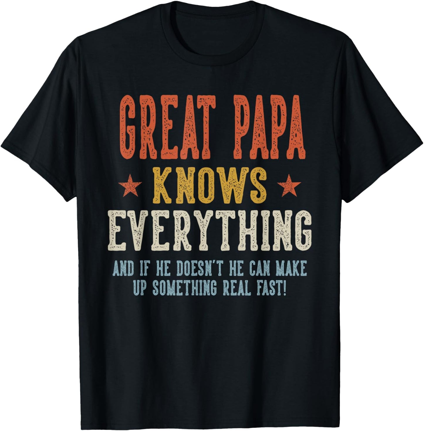 Great PAPA Knows Everything Father's Day Retro Vintage T-Shirt - T-Shirt | Black