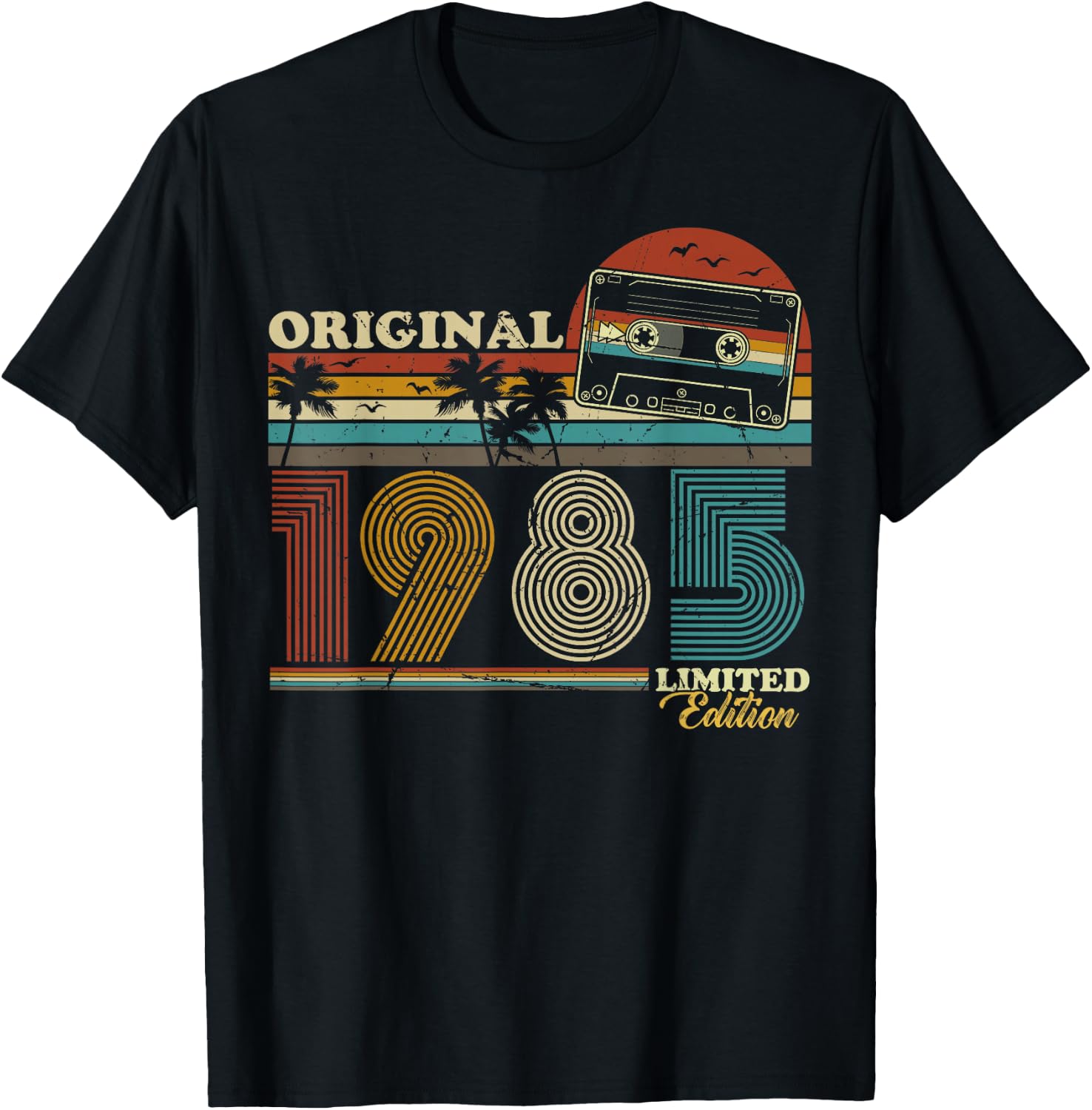 1985 Vintage Birthday Retro Vintage Men Women Gift , black T-Shirt - T-Shirt | Black
