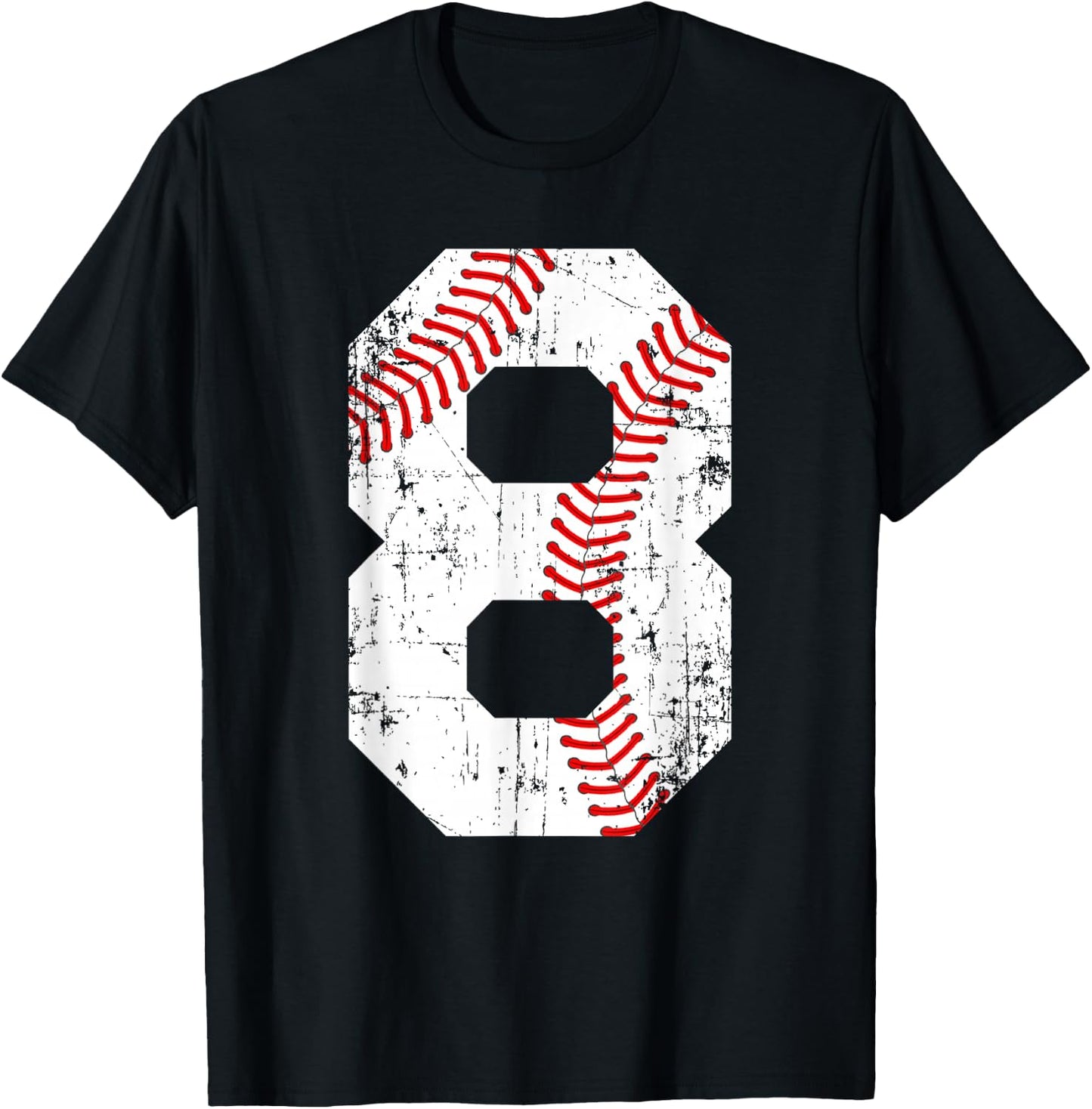 Vintage Baseball 8 Jersey Number T-Shirt - T-Shirt | Black