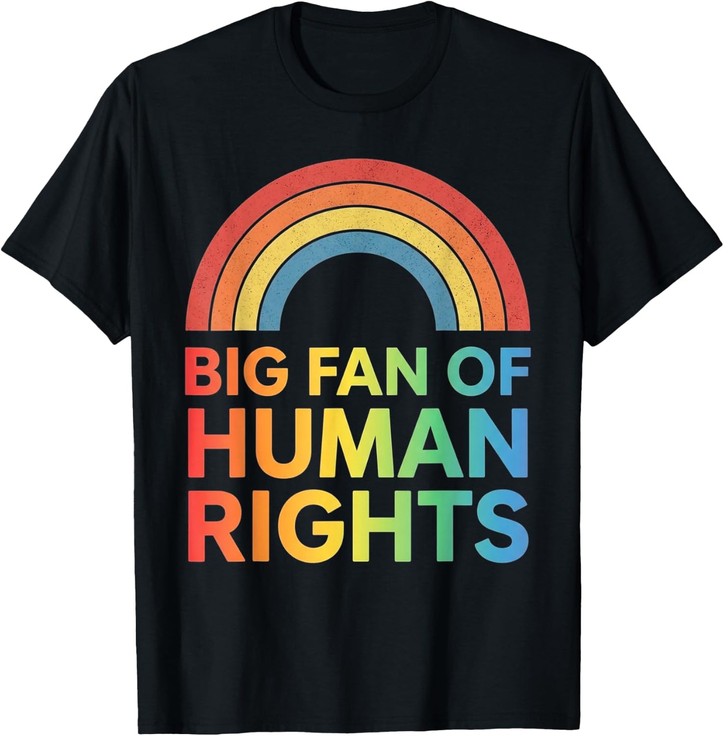 Big Fan of Human Rights Rainbow Equality Vintage Men Women T-Shirt - T-Shirt | Black