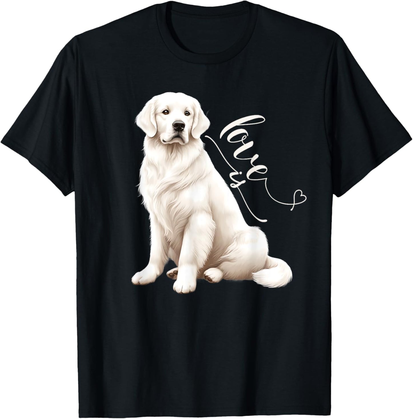 English Cream Golden Retriever Gifts, Cute White Puppy Love T-Shirt - T-Shirt | Black