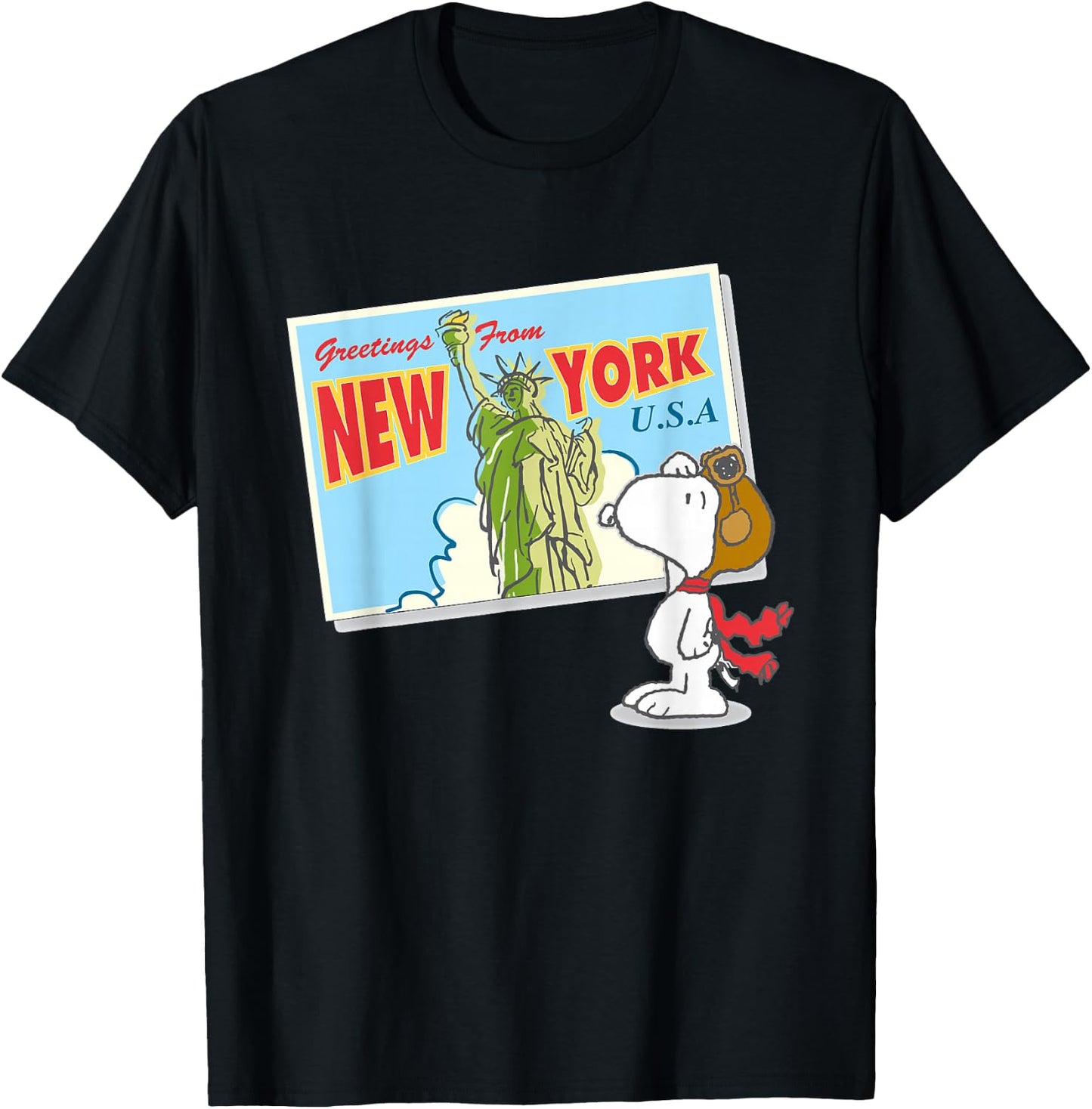 Peanuts Snoopy Carte postale New York T-Shirt - T-Shirt | Black