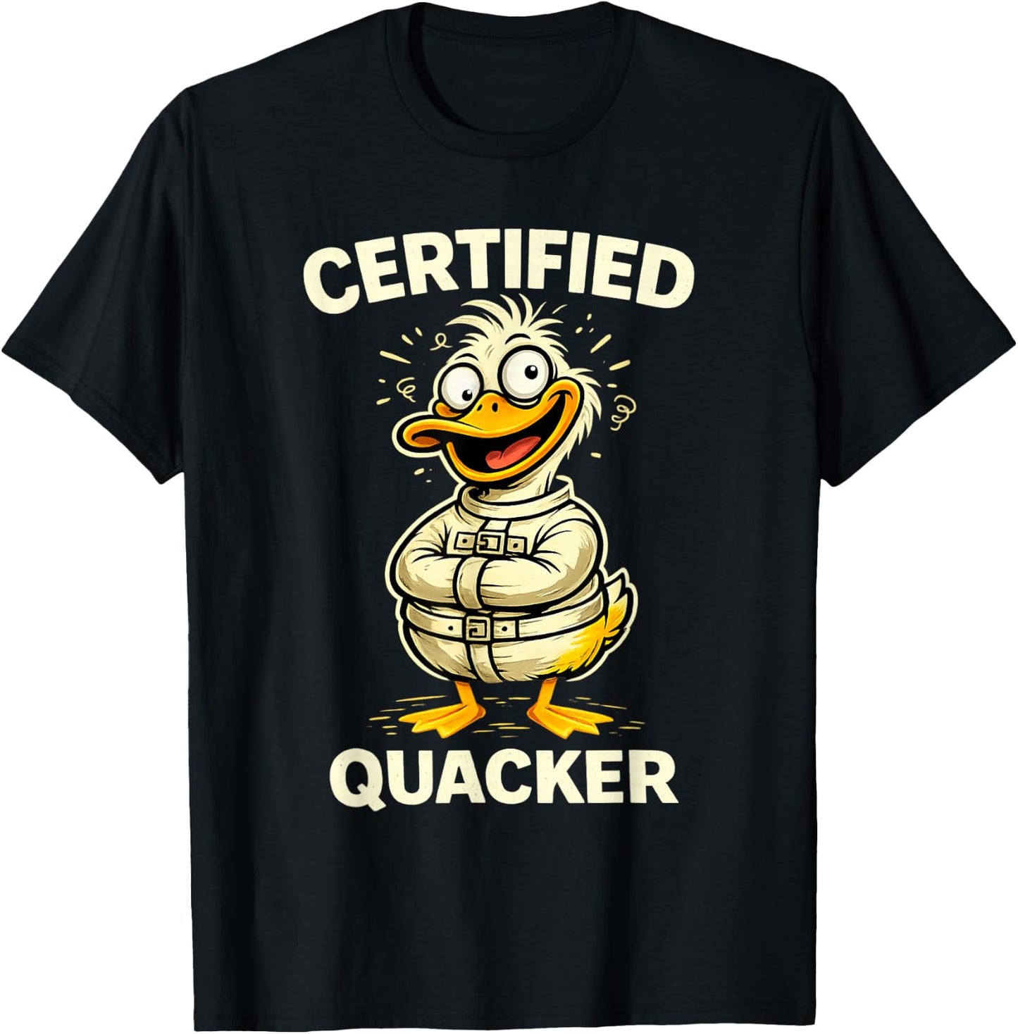 Certified Quacker Cartoon Duck Humor T-Shirt - T-Shirt | Black