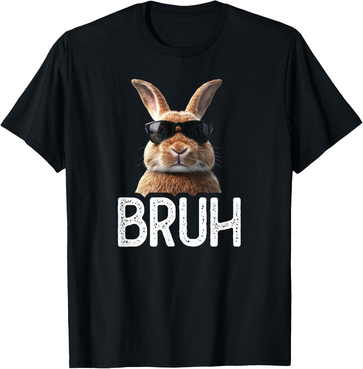 Bruh Rabbit | Funny Rabbit Lover | Easter Meme T-Shirt - T-Shirt | Black
