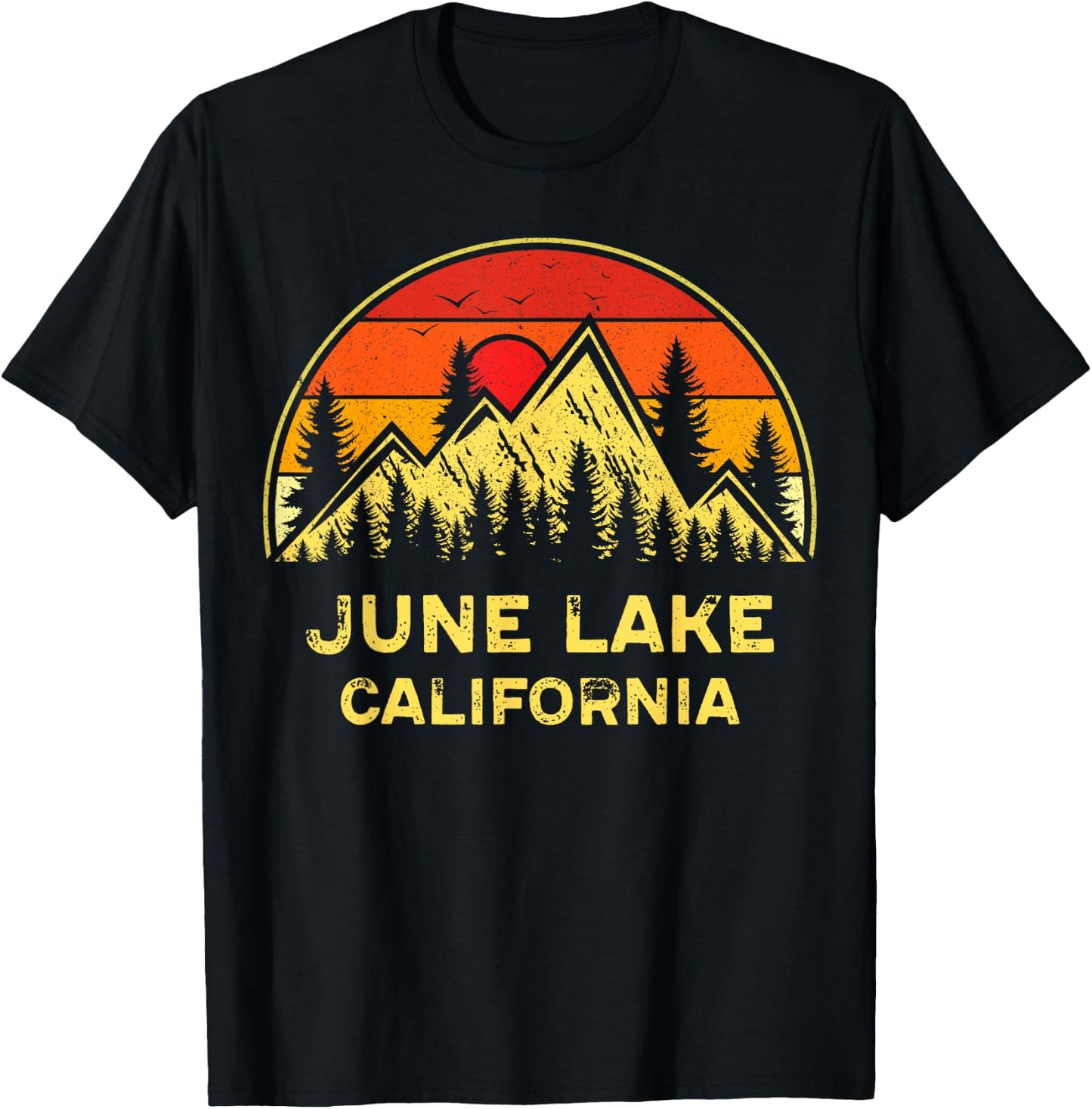 Vintage June Lake California CA Mountains Hiking Souvenir T-Shirt - T-Shirt | Black