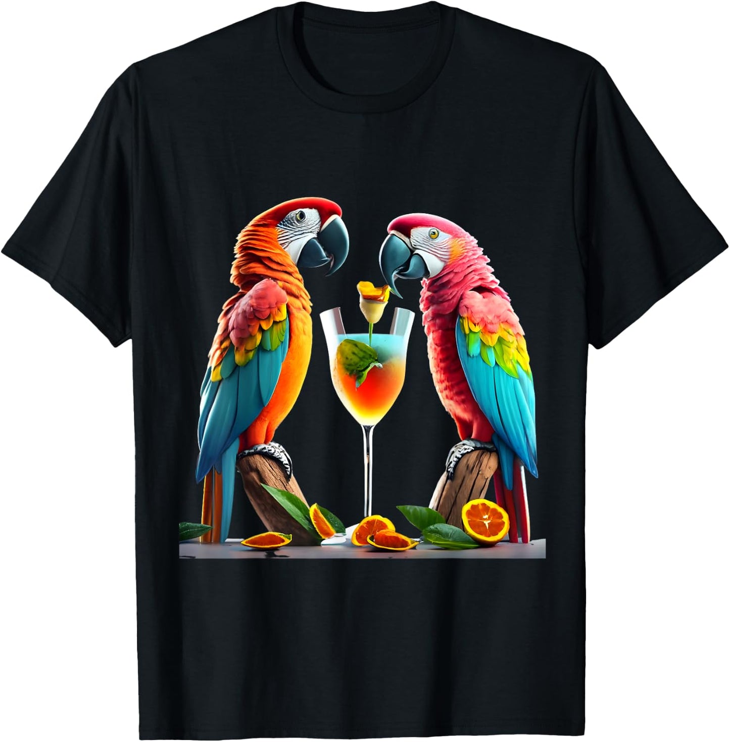 Parrots drinking a Margarita cocktail Summer Beach Vacation Women T-Shirt - T-Shirt | Black