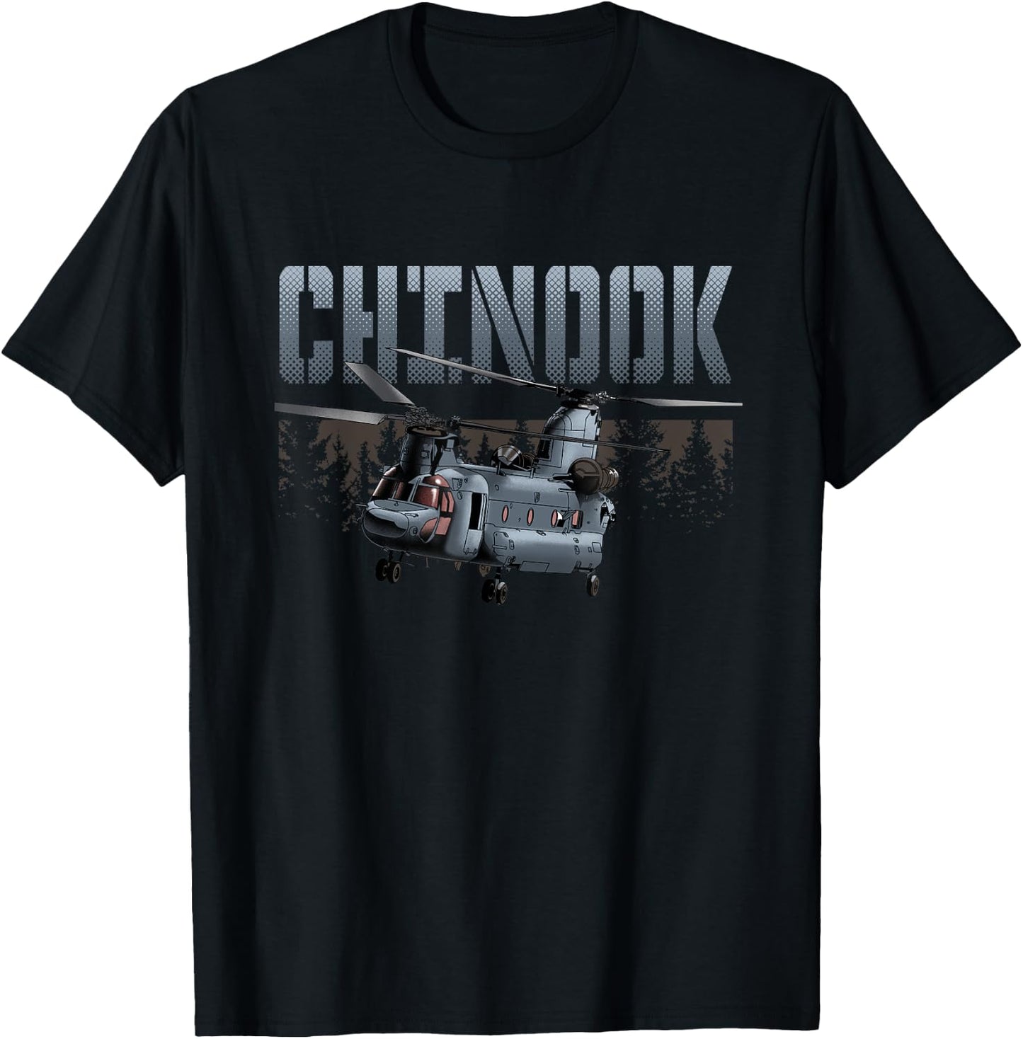 USA Military Warbird Airplane Chinook Helicopter T-Shirt - T-Shirt | Black