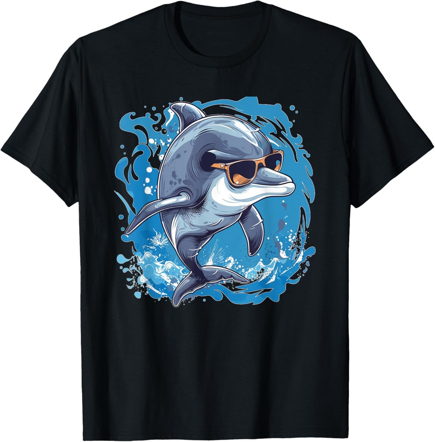 Nice Dolphin with awesome Sunglasses Outfit T-Shirt - T-Shirt | Black