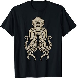 Octopus Helmet Cephalopod Scuba Sea Diver Men Women Kids T-Shirt - T-Shirt | Black