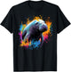Cool Manatee on colorful painted Manatee T-Shirt - T-Shirt | Black